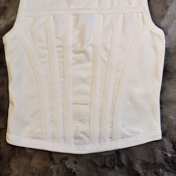 Express Brand New Fitted Crew Neck Corset Tank - White - Size Small - Picture 7 of 14